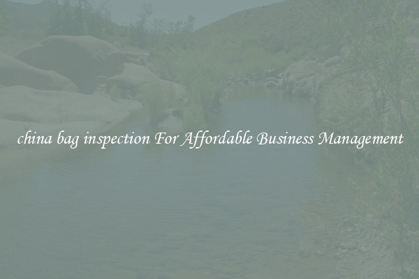china bag inspection For Affordable Business Management